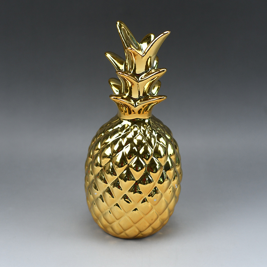 Promotional pineapple shaped piggy banks saving coin gold ceramic money box for home decor