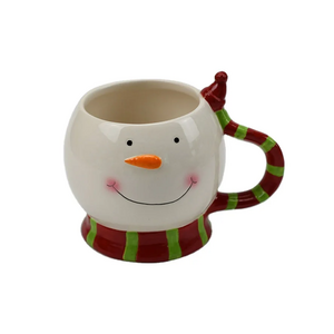 Wholesale custom logo creative 3d snowman mug ceramic coffee mug for Christmas gift