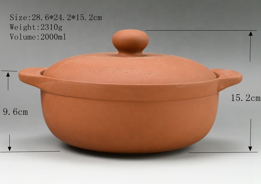 Customized cheap ceramic clay cooking soup pot with handle and lid