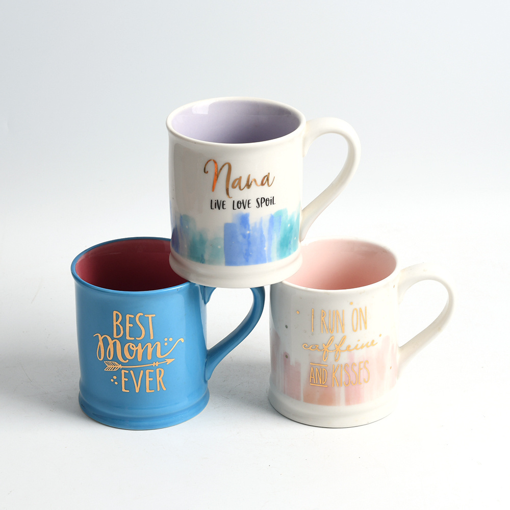 Wholesale custom logo full printing decal coffee cup ceramic milk tea cup for sublimation