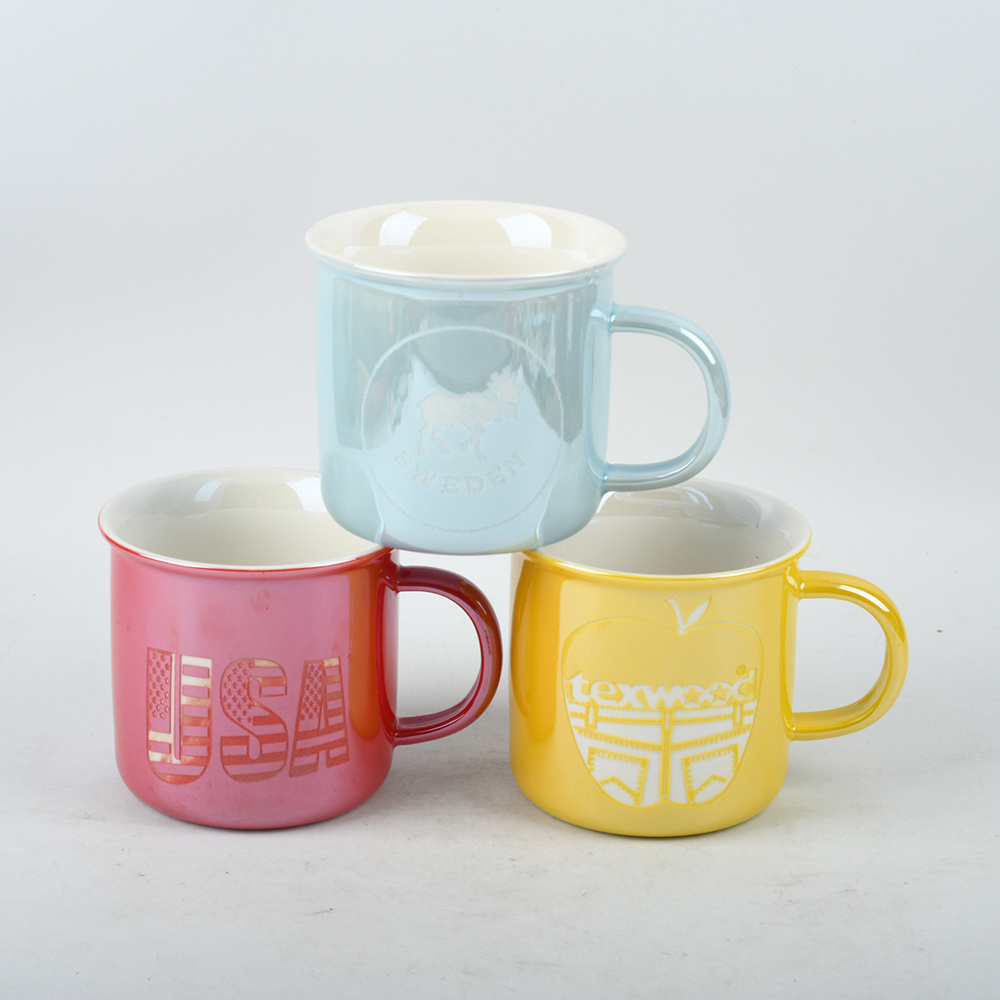 Wholesale custom logo full printing decal coffee cup ceramic milk tea cup for sublimation