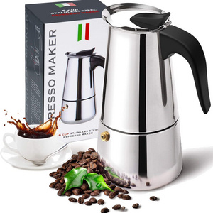 2/4/6/9 Cups Stovetop Espresso Classic Italian Coffee Maker Stainless Steel Moka Pot for Induction Cookers