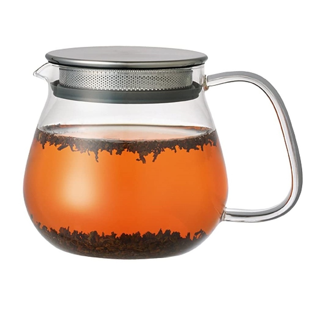 15oz 450ml One Touch Heat-resistant glass teapot with stainless steel strainer and lid