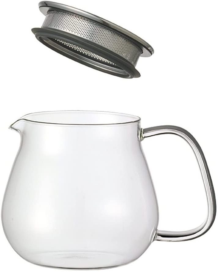 15oz 450ml One Touch Heat-resistant glass teapot with stainless steel strainer and lid