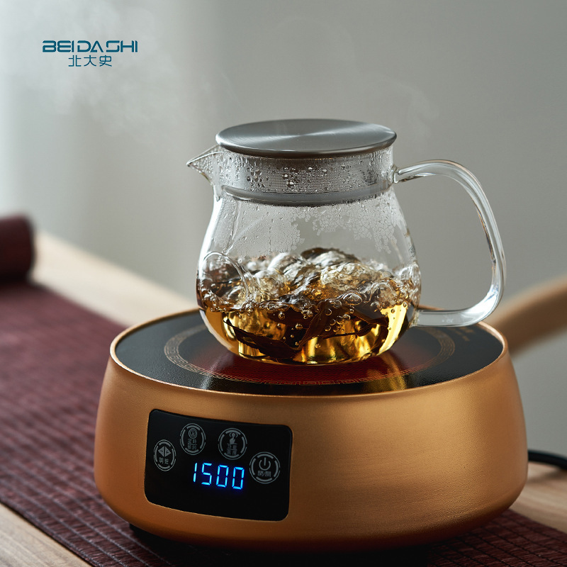 15oz 450ml One Touch Heat-resistant glass teapot with stainless steel strainer and lid