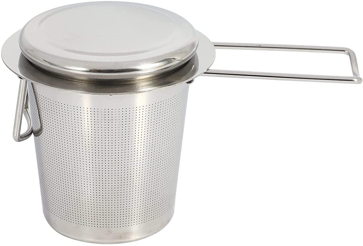 Fine Mesh Filters Tea Steeper Strainer Stainless Steel Tea Infuser Basket With Folding Handle & Lid On Teapots Mugs Cups