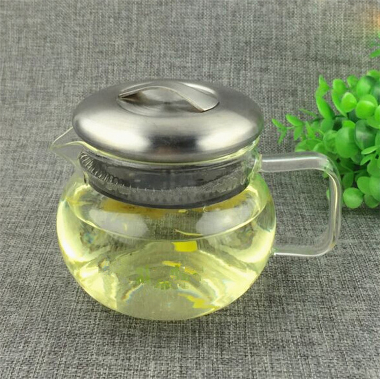 350ML Simple Brew Loose Leaf Tea Glass Teapot Tea Kettle With Stainless steel Metal Filtering lid