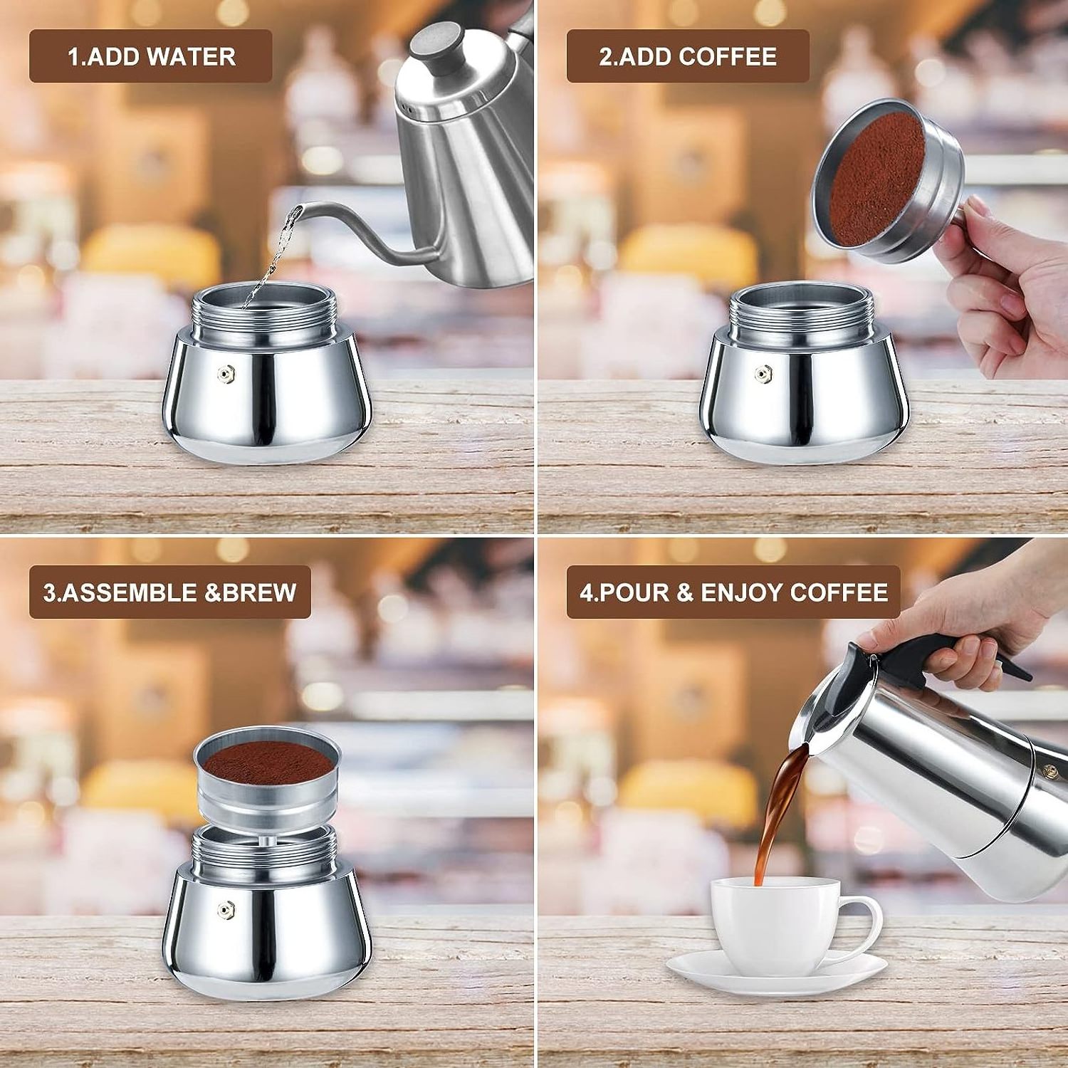 2/4/6/9/12 Cups Stainless Steel Moca Pot Coffee Maker Coffee Kettle Pot Stovetop Espresso Coffee Pots & Carafes