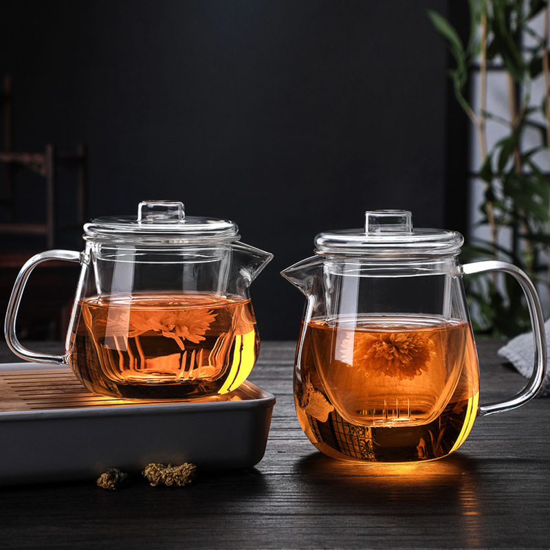 600ML 20OZ Blooming and Loose Leaf Gas Stovetop Safe Borosilicate Glass Tea Kettle Glass Teapot with Removable Glass Infuser