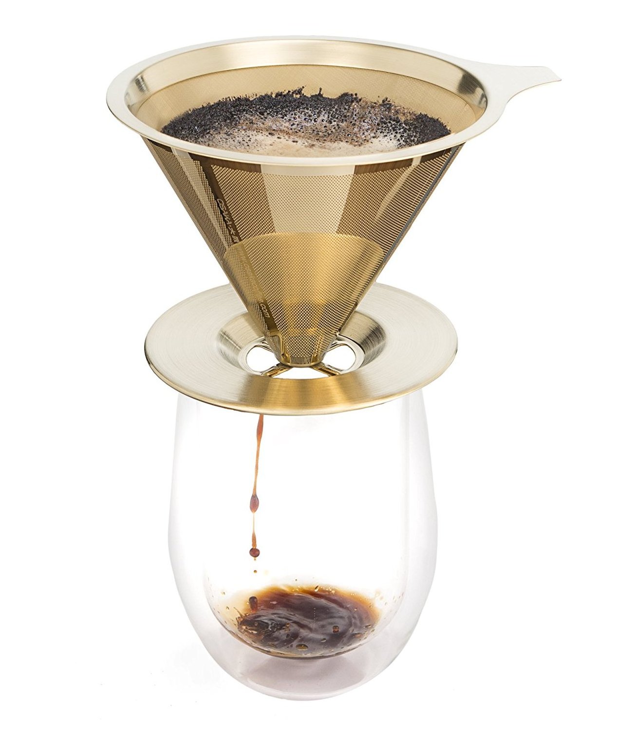 Metal Stainless Steel Coffee Maker Pour Over Coffee Dripper V-Shaped Filter Paperless Coffee Dripper Strainer