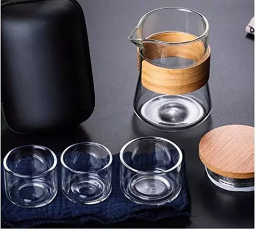 Portable Tea Set Mini Gongfu Teapot with 3 Teacups and Bag for Travel Home Outdoor and Office