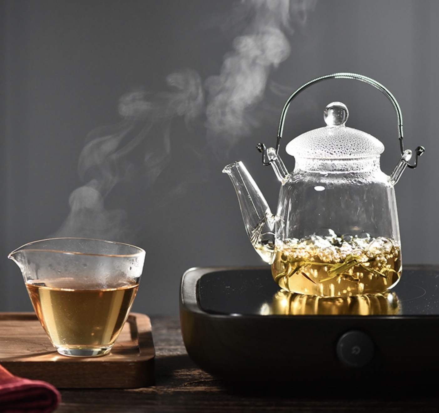 350Ml 550Ml Long Spout Glass Tea Maker Wholesale Hot Easy Borosilicate Glass Teapot Clear Tea Kettle With Glass Lid