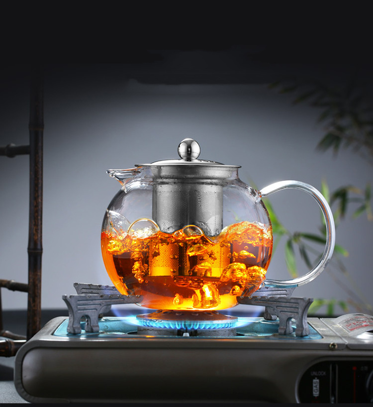 22OZ Tea Kettle Ice Tea Maker Customized Clear Heat Proof Glass Teapot with Removable Loose Tea Infuser