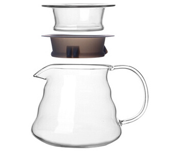 600ml Handmade Heat Resistance Standard Glass Coffee Carafe Coffee Pot Clear Glass Coffee Server with Handle