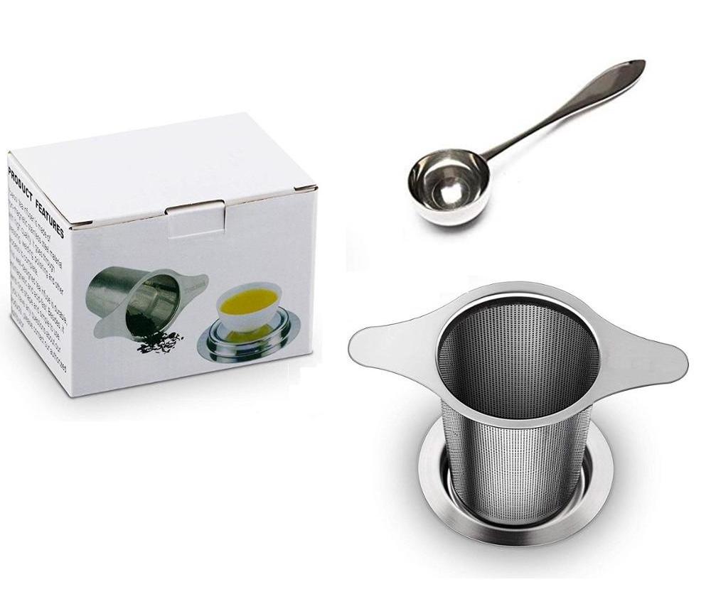 Gift Tea Accessary Set With Spoon, Cup Mug Strainer Teapot Filter Stainless Steel Loose Tea Infuser With Double Handle