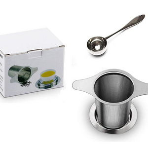 Gift Tea Accessary Set With Spoon, Cup Mug Strainer Teapot Filter Stainless Steel Loose Tea Infuser With Double Handle