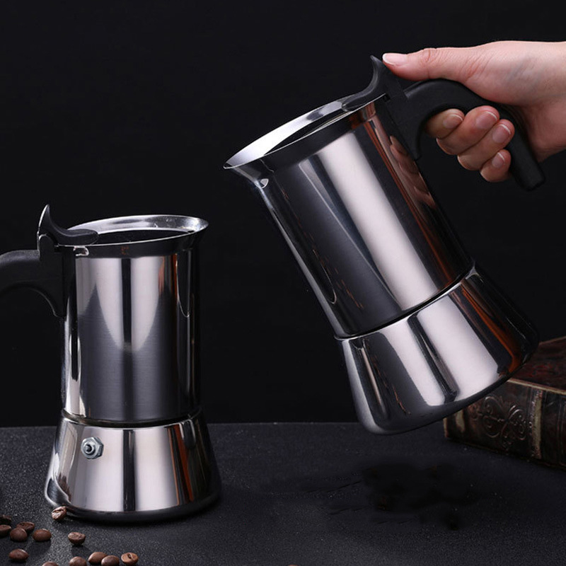 4 Espresso Cup Italian Greca Coffee Maker Brewer Percolator Stovetop Espresso Maker Stainless Steel Moka Pot