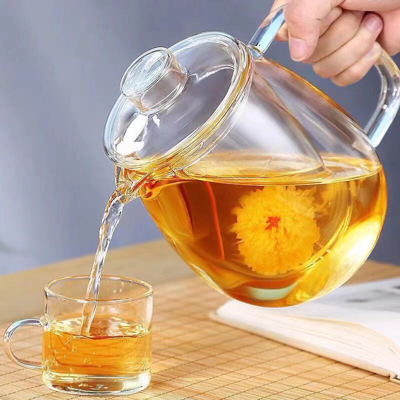 600ML 20OZ Blooming and Loose Leaf Gas Stovetop Safe Borosilicate Glass Tea Kettle Glass Teapot with Removable Glass Infuser