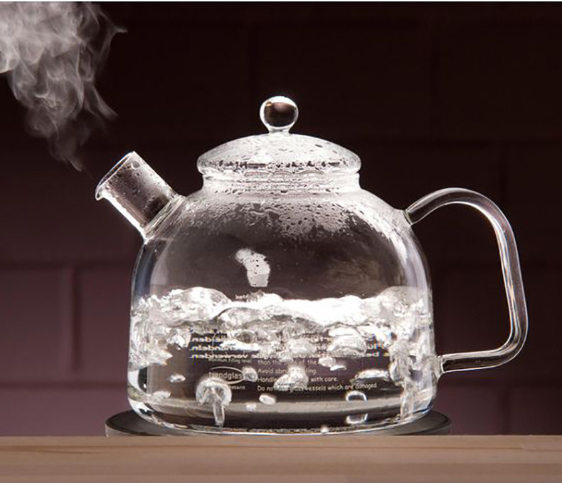 61Oz 1800Ml Handmade Borosilicate Glass Pot Portable Hot Water Kettle Glass Teapot For The Gas Stove With Handle