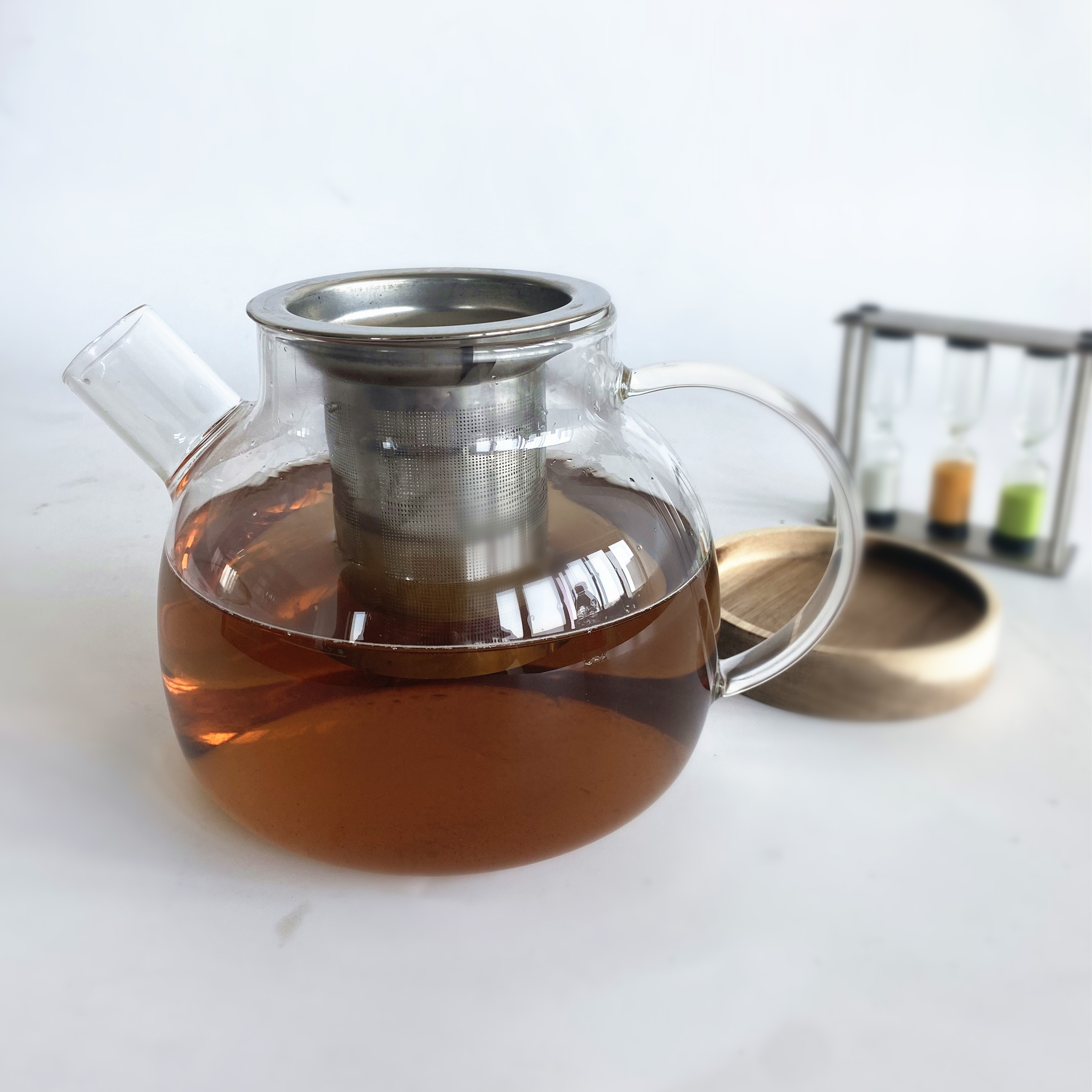 34 ounce 1 Liter  Modern Teapot Infusion Borosilicate Glass Tea Pot for Stovetop with Loose Leaf Tea Infuser Mesh