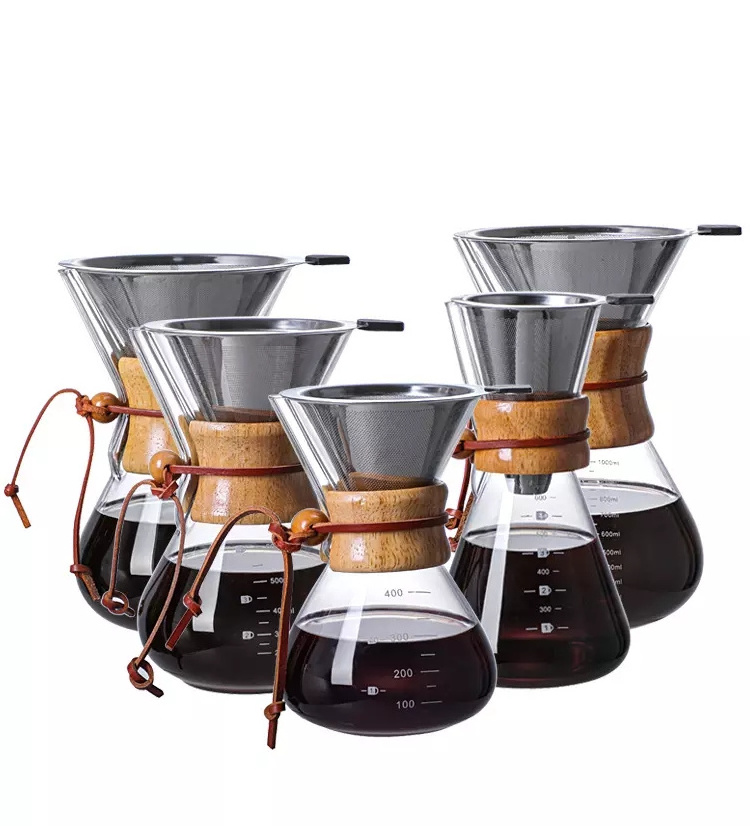 800ml Pour Over Drip Kettle Glass Coffee Sever Premium Gift Box Outdoor Travel Portable Coffee Maker with Coffee Filter