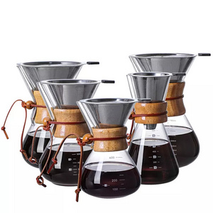 800ml Pour Over Drip Kettle Glass Coffee Sever Premium Gift Box Outdoor Travel Portable Coffee Maker with Coffee Filter