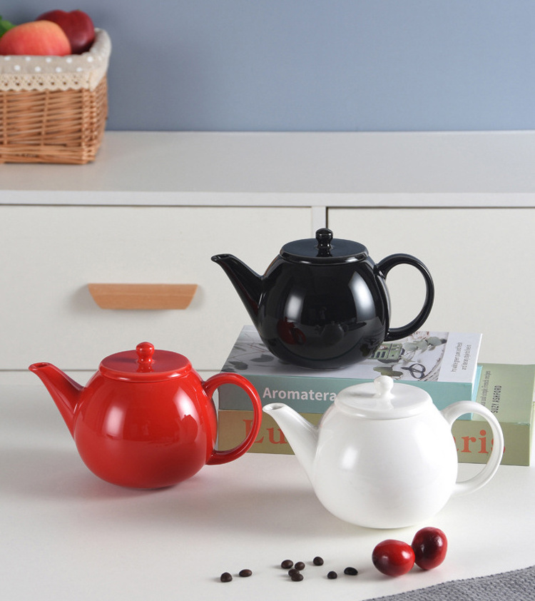 680ML Tea Party White English Porcelain Tea Pot Loose Leaf Fine Serving Ceramic Tea Pot with Stainless Steel Strainer