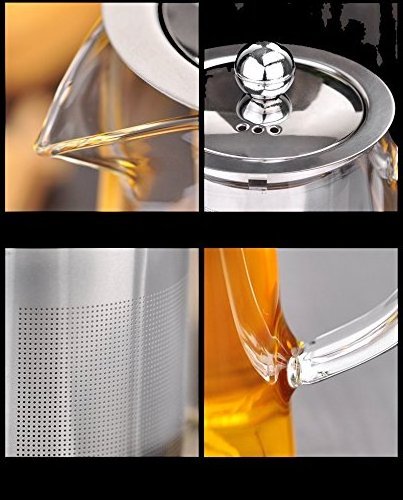 Square Glass Teapot with Infuser, 600 ml Borosilicate Tea Pot with Strainer, Clear Leaf Tea Pots for Loose Tea