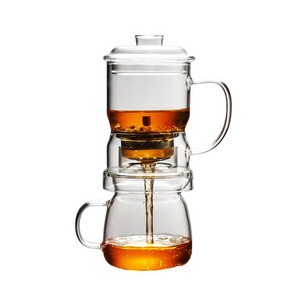 14Oz 400Ml New Design Borosilicate Glass Teapot Herbal Tea Maker Gift Set Tea Maker With Press Bottom