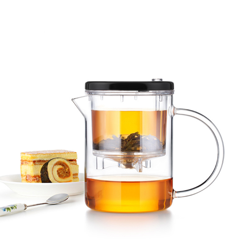 500ml Hand Craft Borosilicate Glass Tea Steeper Brewing Maker Smart Tea Mug Press Art Clear Glass Tea Pot with Infuser