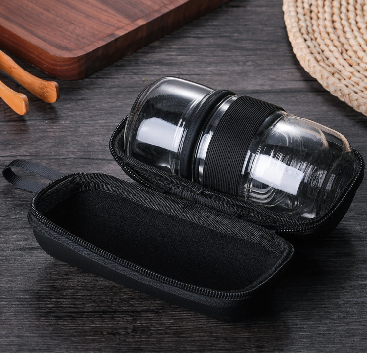 All in One Portable Outdoor Travel Drinkware Portable glass travel tea set with EVA bag  for loose leaf tea