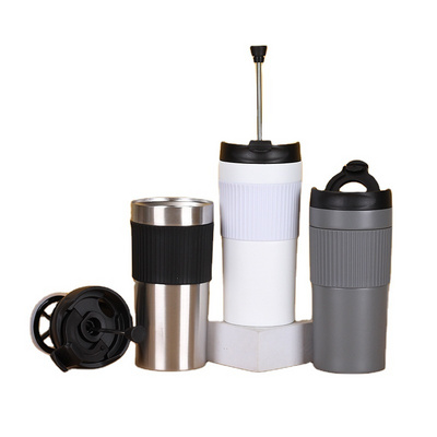 Insulated Thermos Wholesale 450Ml 15Oz Outdoor French Press French Coffee Press Travel Mug With Filter Plunger