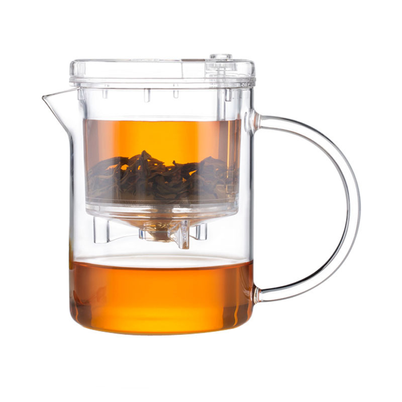 500ml Hand Craft Borosilicate Glass Tea Steeper Brewing Maker Smart Tea Mug Press Art Clear Glass Tea Pot with Infuser