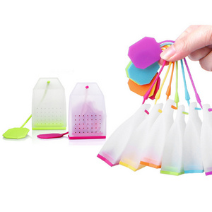 Stocked Promotion Colorful Eco-Friendly Empty Teabags Reusable Tea-leaves Infuser Filter Strainer Silicone Tea Bag with String