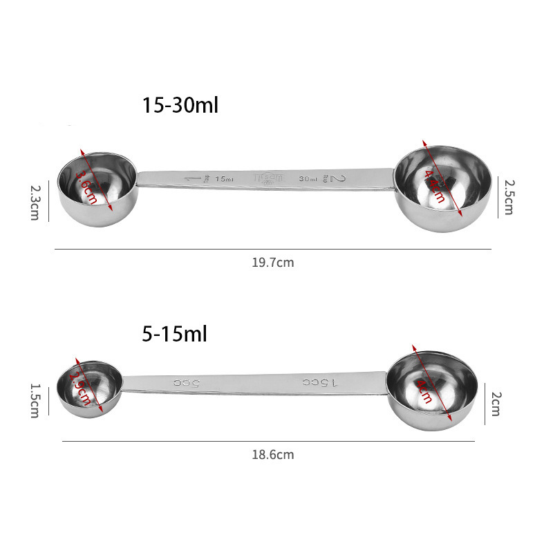 5ml & 15ml  Measuring Spoons Coffee Scoop Long Handle Stainless Steel Teaspoon & Tablespoon (1Tsp & 1Tbsp)