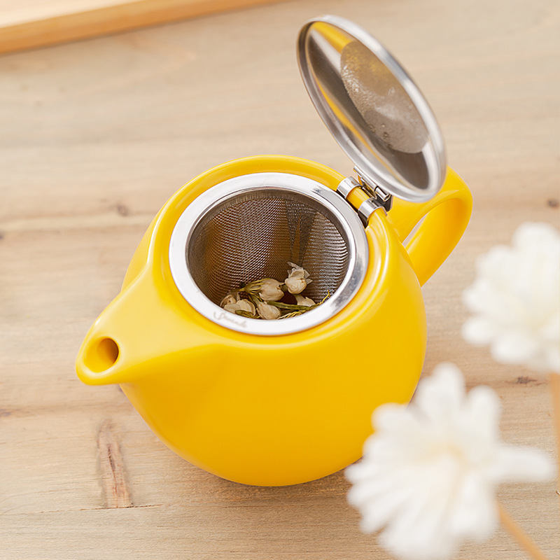 12oz 350ml Heat Resistant Small Ceramic Tea Pot Tea Kettle With Stainless Steel Infuser For Loose Leaf Blooming Tea