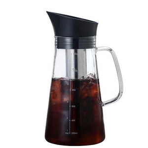 1300ml Stove Top Safe Glass Carafe Iced Tea Fruit Drink Maker Glass Pitcher Cold Brew Iced Coffee Maker with Metal Filter