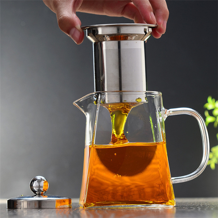 All In One Stovetop Safe Tea Brewing One Cup Borosilicate Glass Tea Pot with Stainless Steel Strainers