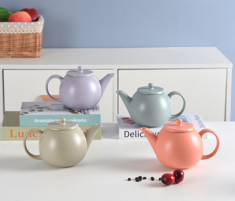 680ML Tea Party White English Porcelain Tea Pot Loose Leaf Fine Serving Ceramic Tea Pot with Stainless Steel Strainer