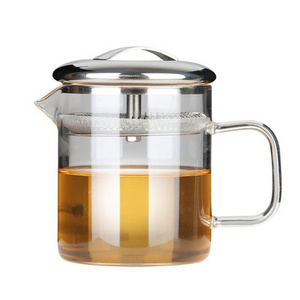 Glass Teapot 450Ml Custom Logo Stocked Borosilicate Glass Tea Steeping Handmade Tea For One Glass Teapot Set Tea Brewer