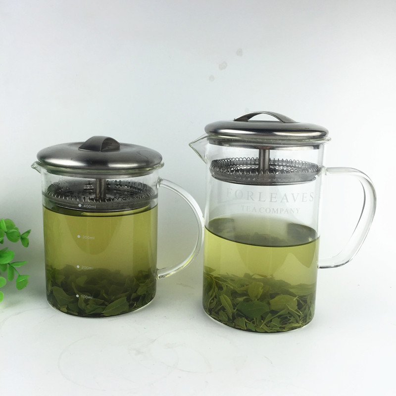 Stock Custom 400ml 650ml Personalized Tea Steeper Easy Simple Tea Brewing Glass Teapot With Strainer Filter Lid