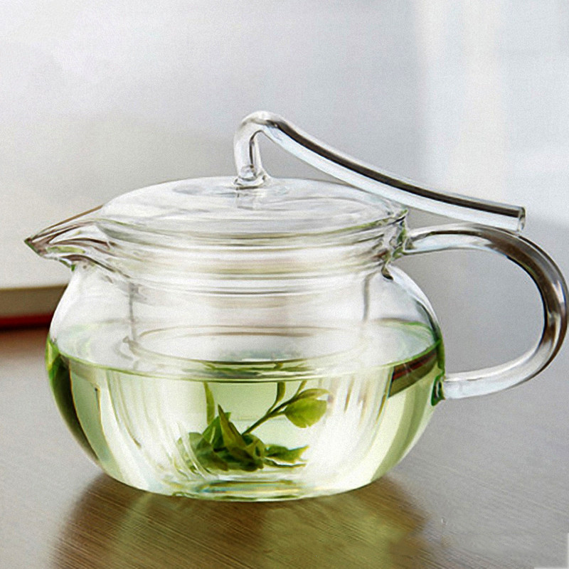 500ml Cute Flower Tea Maker Clear Heat Resistant Borosilicate Glass Teapot with Strainer & Handle