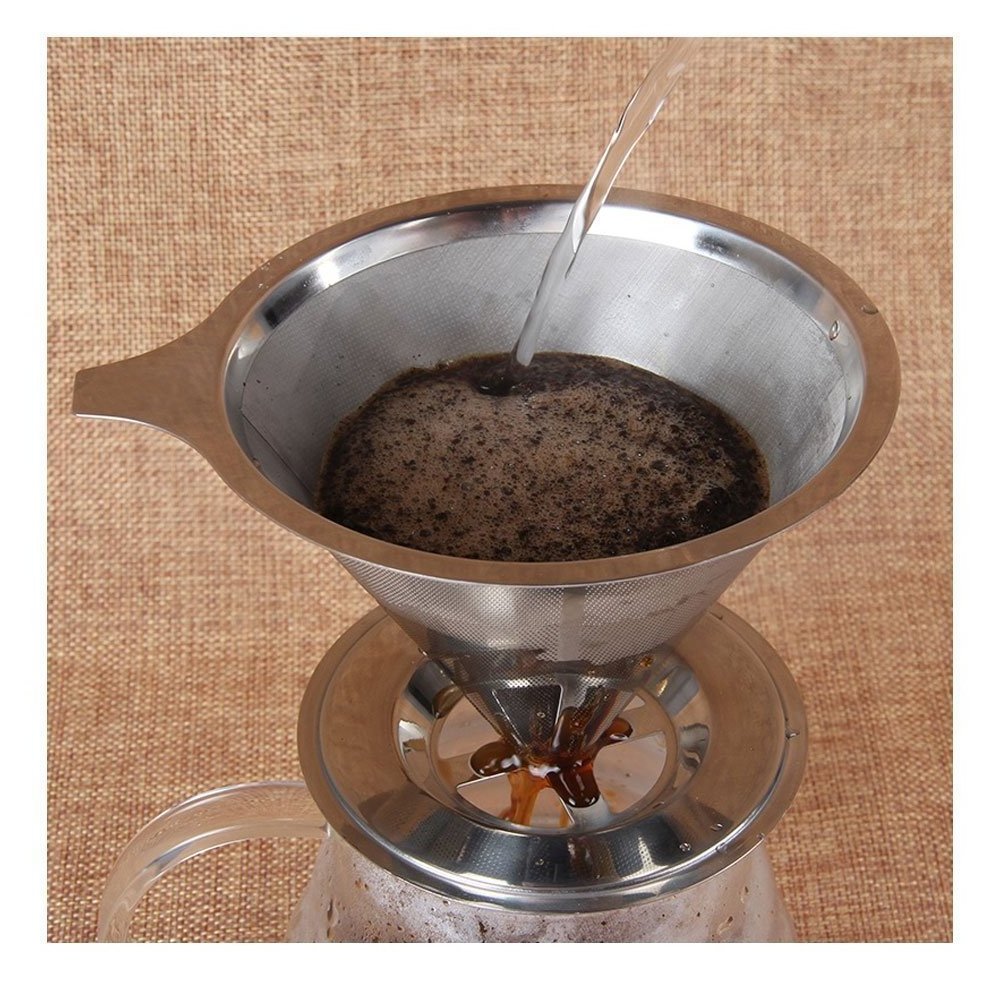 Stainless Steel Coffee Filter Metal Cone Filter Paperless Reusable Coffee Filter Single Cup Coffee Maker