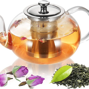 1200Ml 40Oz glass tea pot heat resistant Large Borosilicate Glass Teapot With Ss Infuser Wholesales