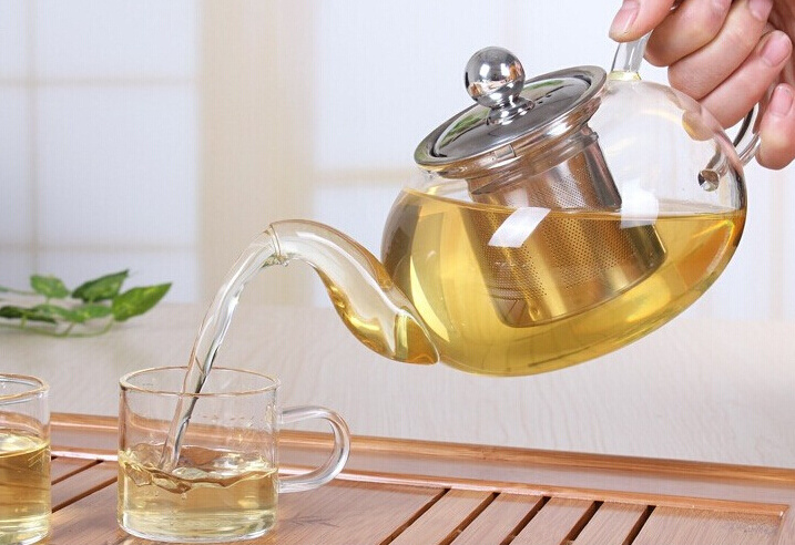 800ml Glass Tea Pot with Stainless Steel Tea Infuser Filter Bakset Stovetop Safe Glass Tea Kettle