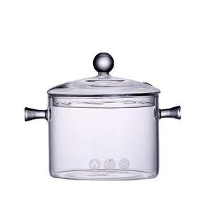 1500ml 50oz Clear Stovetop Heat Resistant Glass Cooking Pot with Lid for Pasta Noodle, Soup, Milk, Baby Food