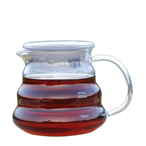 600ml Handmade Heat Resistance Standard Glass Coffee Carafe Coffee Pot Clear Glass Coffee Server with Handle