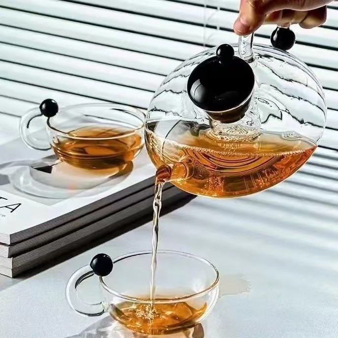 20oz Borosilicate Clear Tea Kettle  Glass Teapot Stovetop Blooming Loose Leaf Tea Maker Tea Brewer