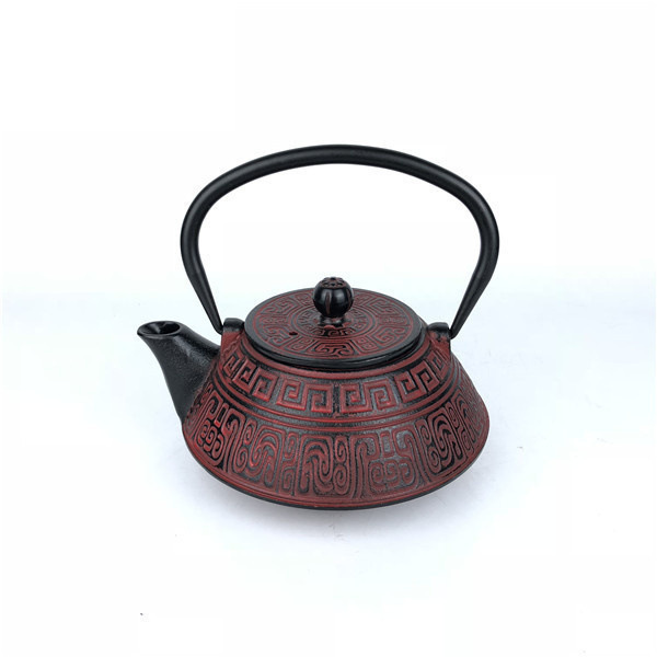 Black Red 800Ml Japanese Tetsubin Tea Kettle Stovetop Safe Cast Iron Teapot with Tea strainer