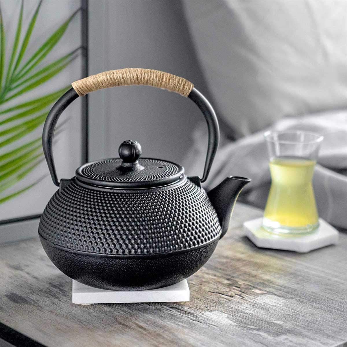 600ml 900ml 1200ml Stovetop Safe Japanese Cast Iron Teapot Enamel Coated Cast Iron Tea Kettle with Stainless Steel Infuser